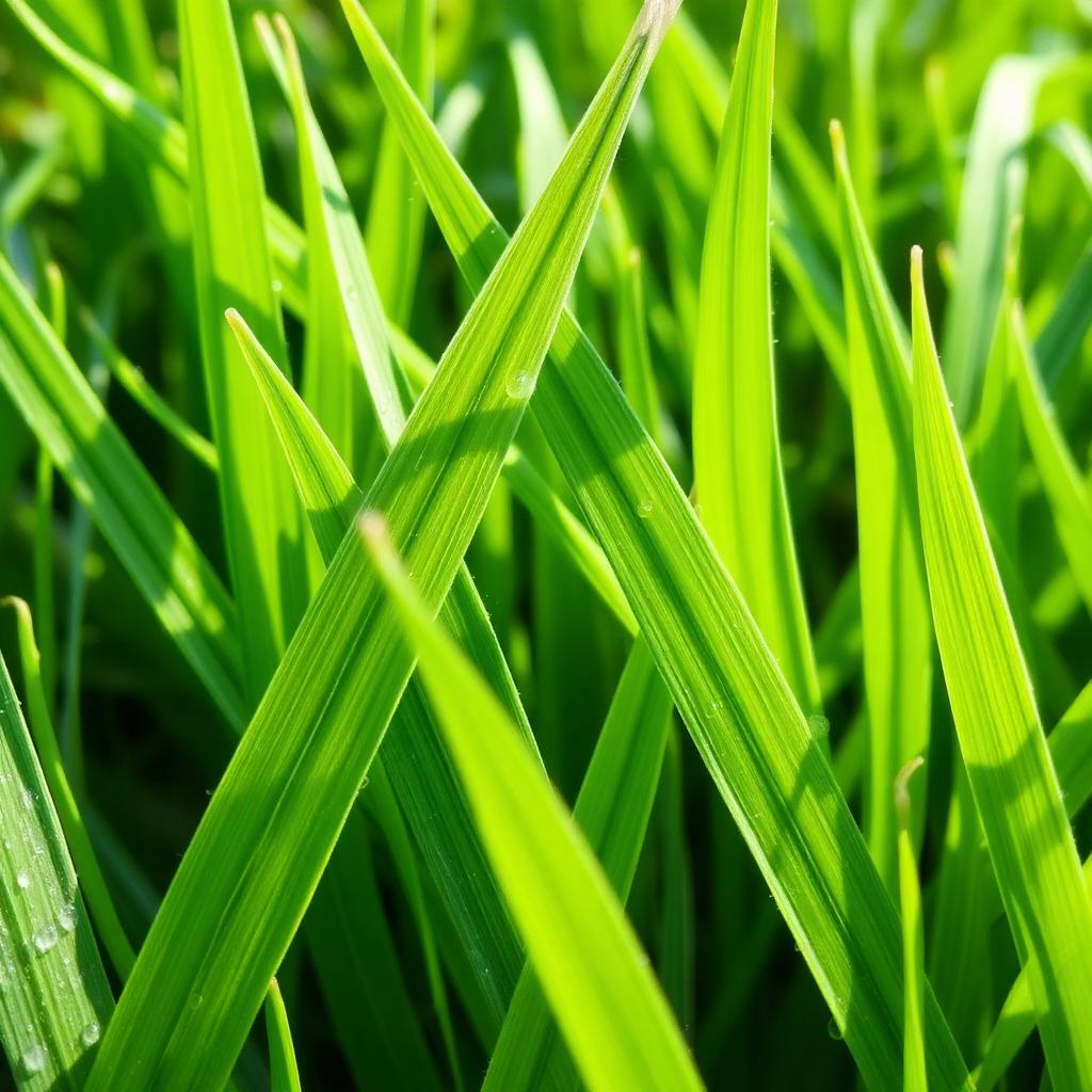 Close-up of a healthy, freshly cut green lawn